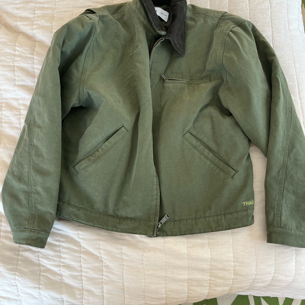 TNA Olive Quilted Jacket with Dark Trim